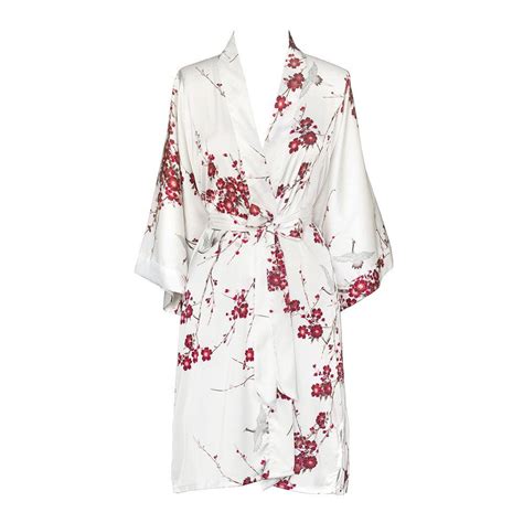 cherry blossom and crane kimono robe kimono robe floral kimono robe