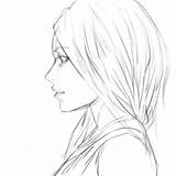 Side Sketch Female Girl Drawing Anime Template Lying Coloring Pages sketch template