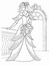 Coloring Pages Wedding Princess Dresses Print Sheet sketch template