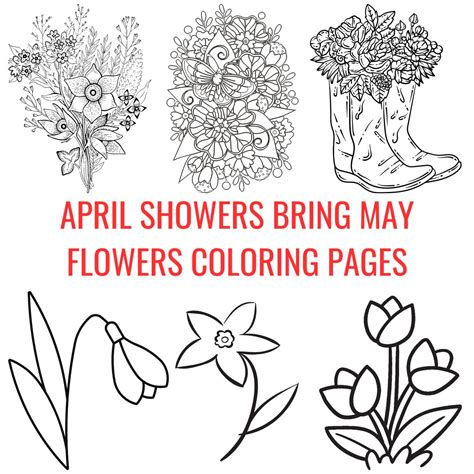 printable april showers bring  flowers coloring pages