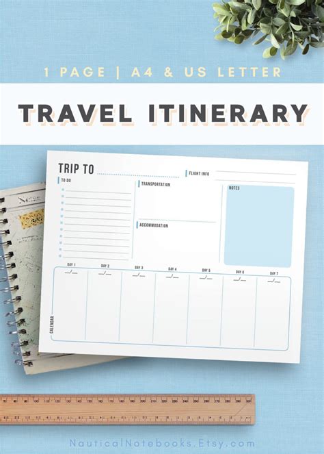 travel itinerary template printable vacation trip planner  vacation