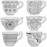 Coloring Tea Pages Cups Cup Printable Adult Saucer Teacup Teacups Stacked Bear Zentangle Adults Books Colouring Template Year Choose Board sketch template