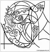 Picasso Coloring Pablo Pages Famous Cubism Paintings Girl Painting Pillow Color Printable Colouring Sheets Thecolor Bing Para Template Print Arte sketch template