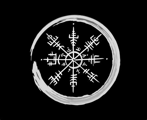 vegvisir runic compass white pencil drawing style hand drawing