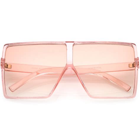 super oversize translucent square sunglasses flat top color tinted flat lens mm pink