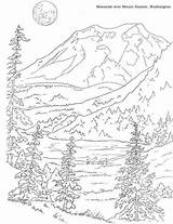 Coloring Pages Mountain Adult Nature Printable Colouring Landscape Adults Landscapes Drawings Book Books Sheets Paisajes Dover Choose Board Visit Printables sketch template