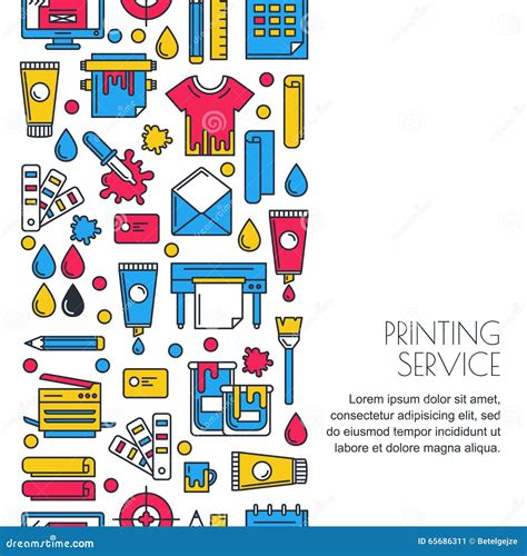 vector seamless vertical background  flat printing icons stock