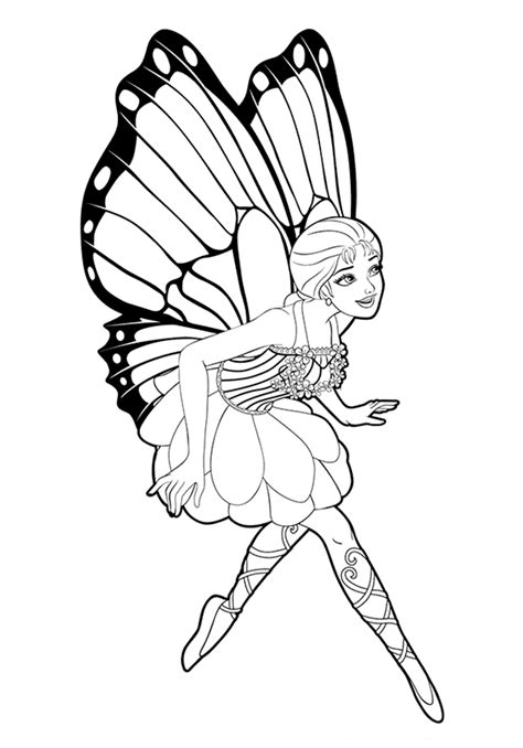 coloring page butterfly fairy dancing