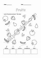 Fruits Count Color Worksheet Counting Preview Vocabulary Worksheets Numbers Esl sketch template