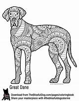 Coloring Dane Great Book Pages Dog Color Books Bold Printable Adult Danes Template sketch template