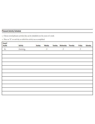 activity schedule templates  google docs word pages