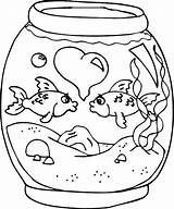 Coloring Fish Aquarium Tank Kids Pages Bowl Two Clipart Live Printable Drawing Camouflage Kiss Each Other Color Adults Would Print sketch template