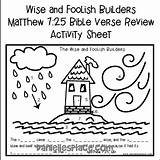 Bible House Rock Activities Wise Foolish Man Builders Activity Verse Coloring Sheet Crafts Kids Matthew 24 Built Sunday School Builder sketch template