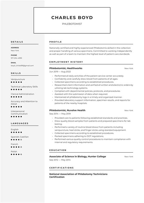 phlebotomist resume examples writing tips   guide