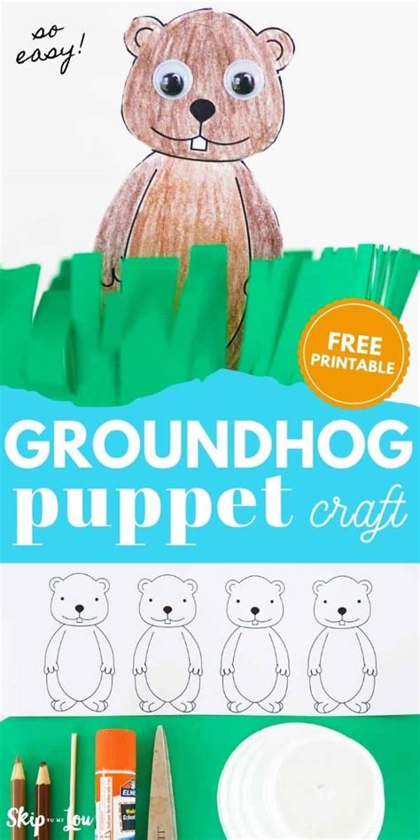 cute puppet    printable groundhog skip   lou