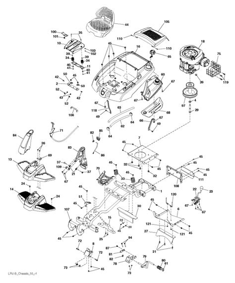mcculloch     ride  mower chassis enclosures spare parts diagram