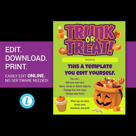 trunk  treat flyer templates halloween party poster trunk  treat