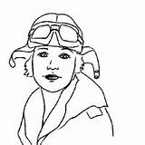 Amelia Earhart Coloring Famous People Pages Clipart Colouring Cliparts Surfnetkids Library sketch template