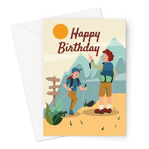 happy birthday hiking greeting card couple hiking  etsy