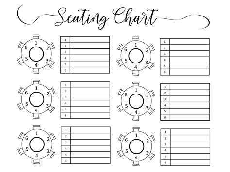 table seating chart template excel