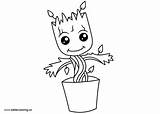 Groot Baby Drawing Coloring Line Pages Kids Printable Adults Color sketch template