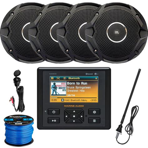 marine audio amfm usb bluetooth waterproof stereo    dual cone black stereo speakers
