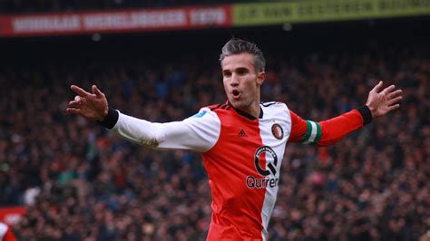 robin van persie celebrates  scoring   goal   brace  feyenoord maul ajax