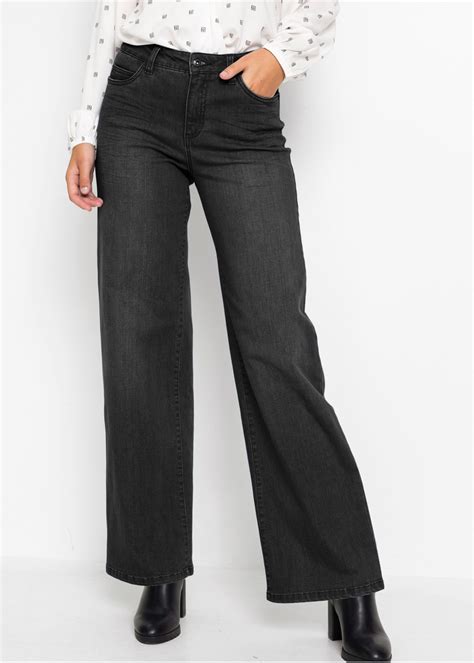 flared jeans black denim dames bonprix flbe