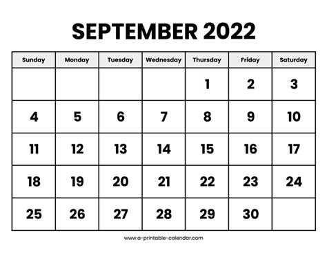 september  calendar printable  printable calendar