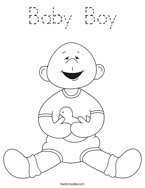 baby boy coloring page tracing twisty noodle