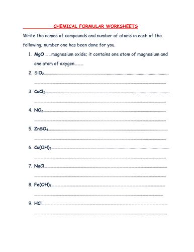 writing chemical equations worksheets  answers teaching resources