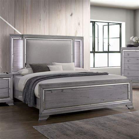 contemporary light gray color finish bedroom furniture pc california