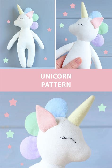unicorn sewing pattern tutorial diy unicorn doll soft etsy
