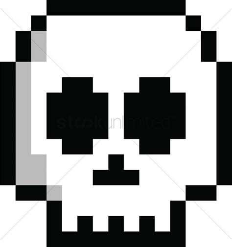 Pixel Art Gaming Skull Head Vector Image 2022273
