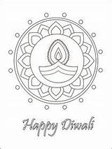 Diwali Printable Cards Happy Coloring Card Print Possible Way sketch template