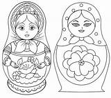 Coloring Russian Nesting Dolls Russia Pages sketch template