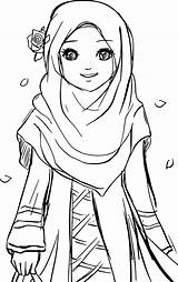 Muslim Coloring Pages Girl Islamic Hijab Cartoon Drawing Girls Cute Printable Color Muslimah Gambar Kartun Sketsa Anime Princess Islam Getcolorings sketch template
