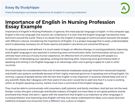 importance  english  nursing profession essay  studyhippocom