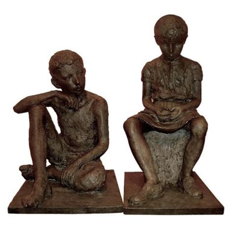 1930s Antique Lifesize Brother And Sister Sculptures In