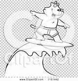Surfing Cat Outlined Coloring Clipart Vector Cartoon Thoman Cory sketch template