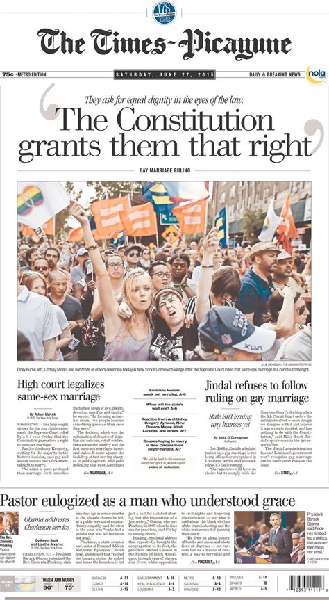 front page news newspapers nationwide cover freedom to marry ruling