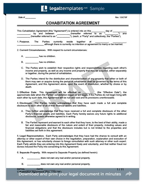 cohabitation agreement legal templates