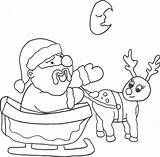 Santa Reindeer Sleigh Coloring Christmas Printable Sheet Drawing Sheets Getdrawings sketch template