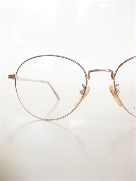 men s round glasses vintage 1980s gold wire rim metallic shiny geek