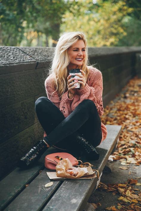 barefoot blonde in fall in central park and prada photography poses