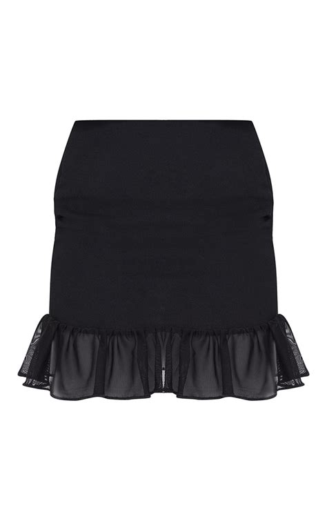 black sheer frill hem mini skirt skirts prettylittlething