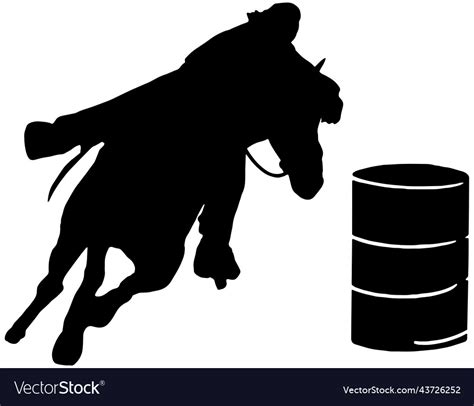 silhouette  horse  rider barrel racing vector image