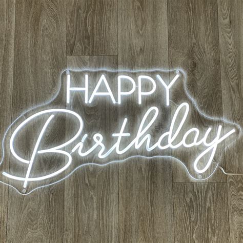 happy birthday neon sign cool white  pretty prop shop auckland