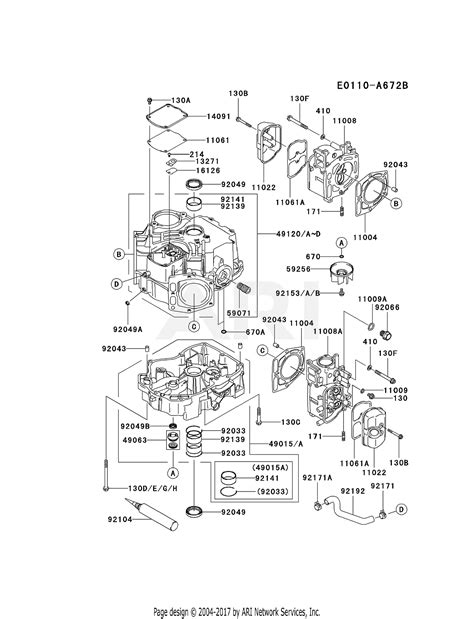 kawasaki fdv es  stroke engine fdv parts diagram  cylindercrankcase