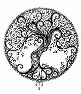 Mandala Tree Coloring Life Drawing Pages Zentangle Tattoo Tattoos Mandalas Yang Patterns Yin Drawings Svg Nature Painting Trees Designs Zeichnung sketch template